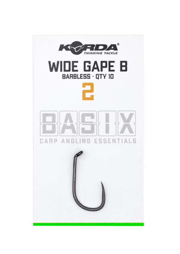 Korda BASIX Wide Gape Hook - Korda Basix Wide Gape 2 Barbless (10pcs)