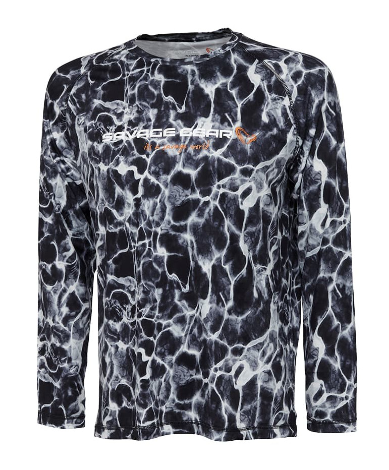 Savage Gear Night UV Longsleeve T-Shirt Black Waterprint