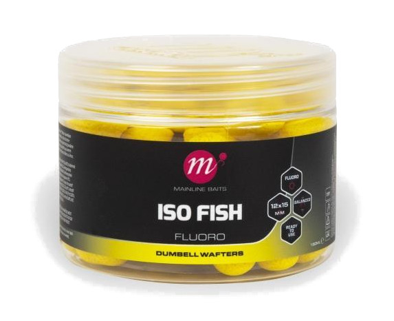 Mainline ISO Fish Fluoro Dumbell Wafters 12x15mm - Yellow