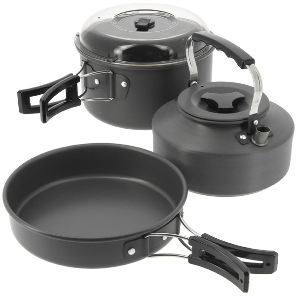 NGT Outdoor Cooking Set - NGT Aluminium kettle, pot and pan set