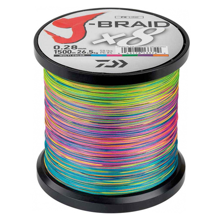 Daiwa J-Braid X8 Braided Line Multi Colour 1500m