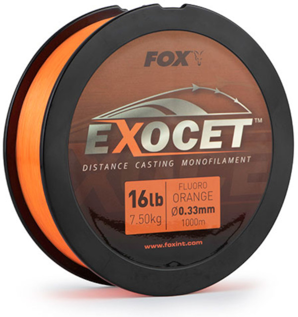 Fox Exocet Fluoro Orange Mono Fishing Line - Fox Exocet Fluoro Orange Mono 0.33mm 16lb/7.5kg (1000m)