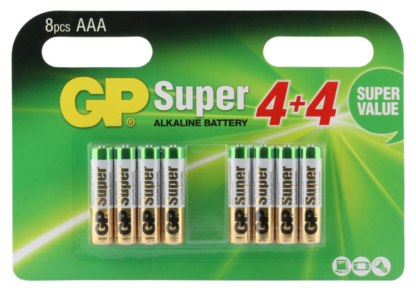GP Alkaline Batteries - GP Super Alkaline AAA Micro penlite, multipack 8 pcs
