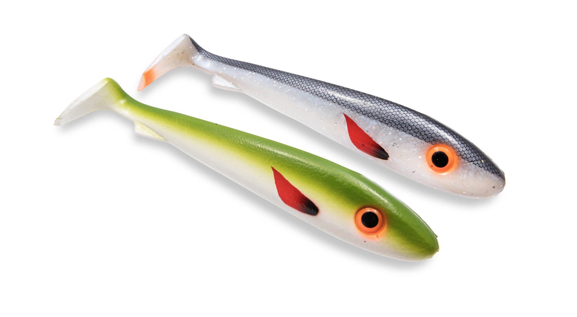 Svartzonker Big McRubber Flash Shad 25cm (2 pieces) - UV Olive White & UV Herring