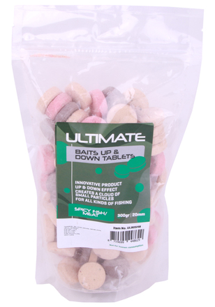 Ultimate Baits Up & Down Tablets 20 mm, release of scent, colour and flavour underwater