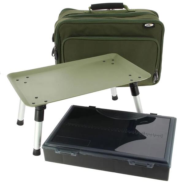 NGT Box Case System with tackle box and built-in bivvy table