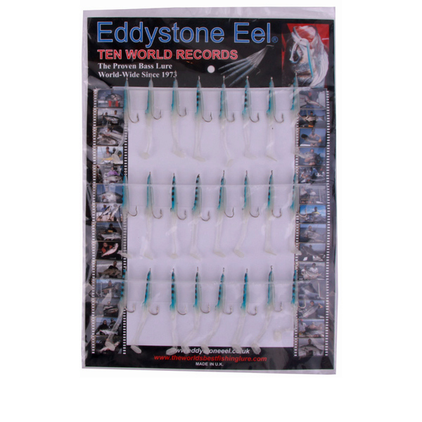 Eddystone Eel 70mm, 24 pieces! - Phosphorescent/Blue Mackerel