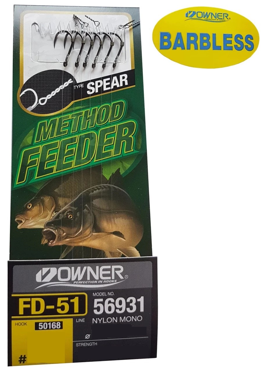 Owner 50168-FD51 Spear Feeder Rigs Barbless (10cm) (6 pieces)