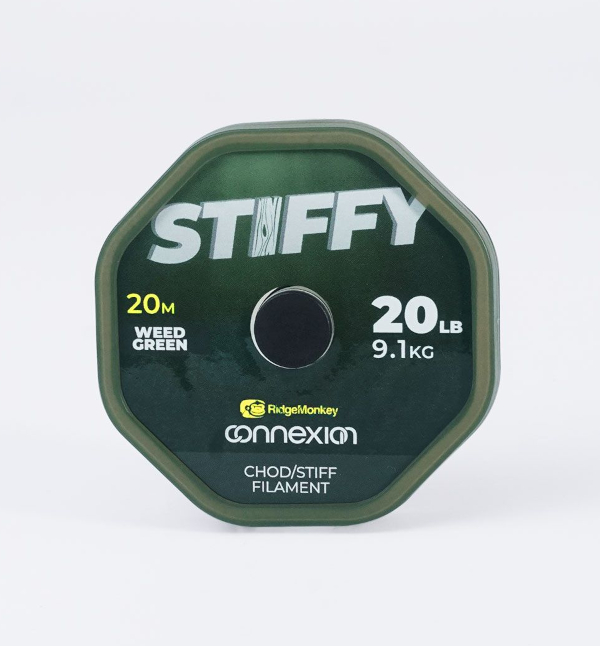RidgeMonkey Connexion Stiffy Chod/Stiff Filament - Chod/Stiff Filament 20lb/9,1kg Weed Green (20m)
