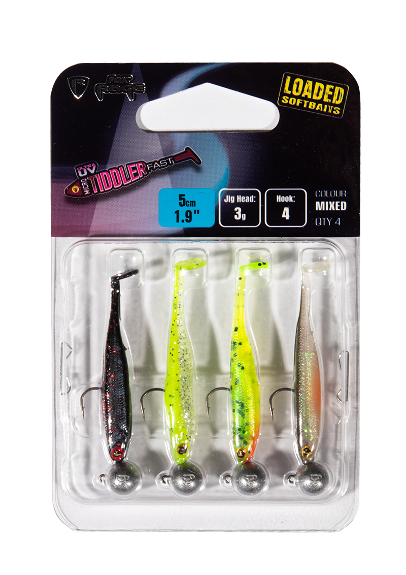 Fox Rage Micro Tiddler Fast Mixed UV Colour Pack Loaded 5cm (3g) (4 pieces) - Pack 2