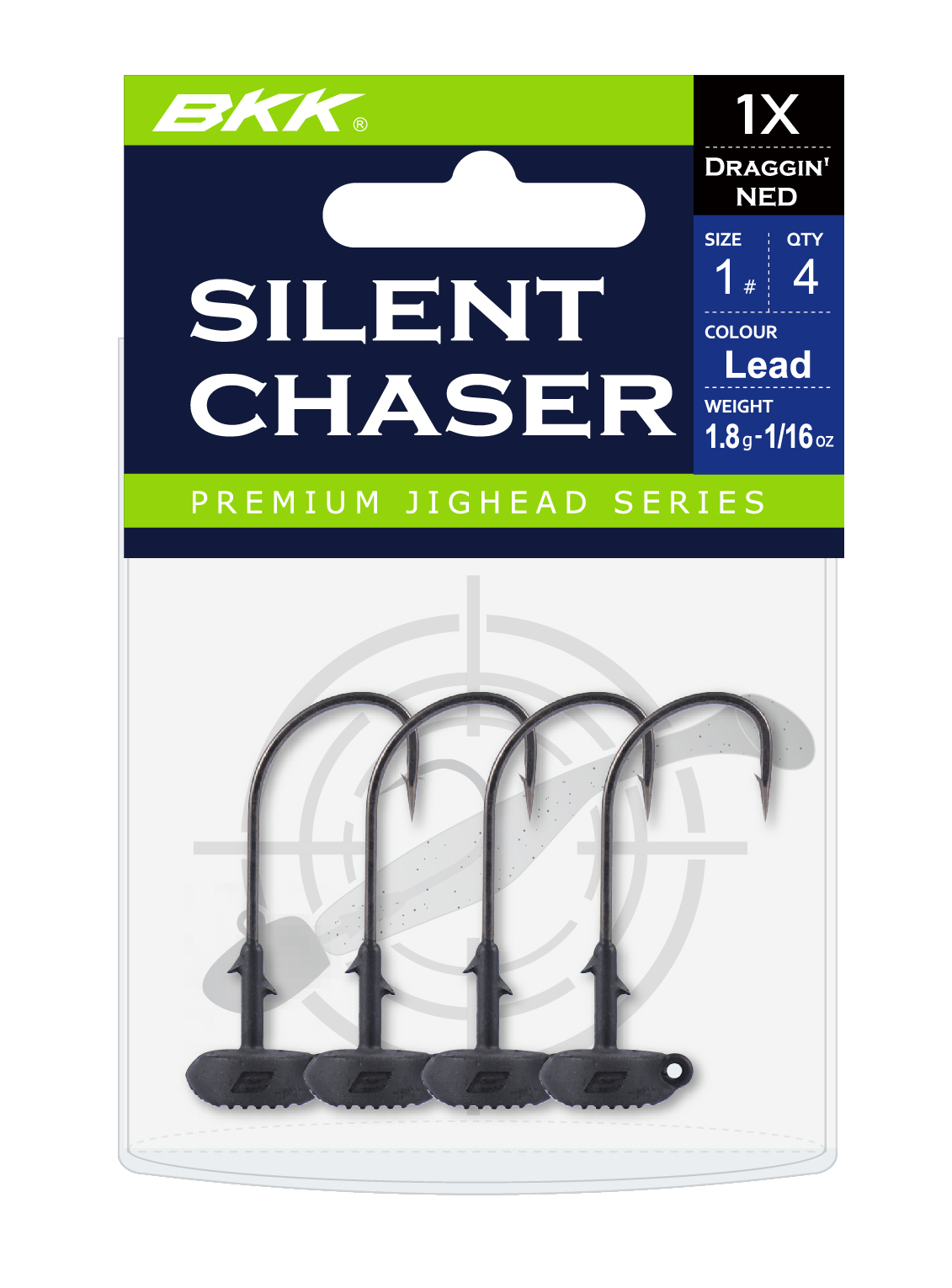 BKK Silent Chaser Draggin' NED Jighead #1/0 Green