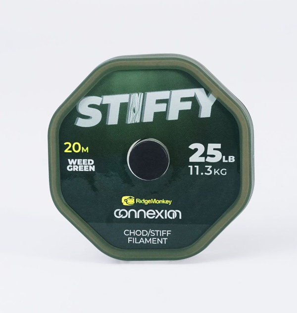 RidgeMonkey Connexion Stiffy Chod/Stiff Filament - Chod/Stiff Filament 25lb/11,3kg Weed Green (20m)