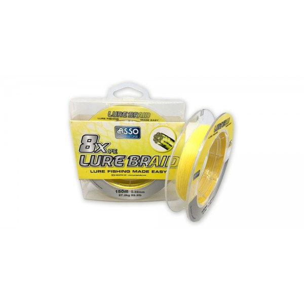 Asso 8x PE Lure Braid Yellow 300m 0.16mm | Braided Fishing Line