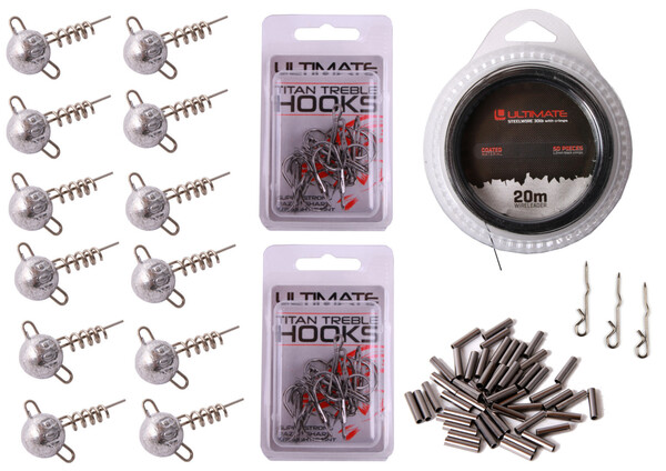 Ultimate Screw In Pack with jigheads, wire, treble hooks and spikes