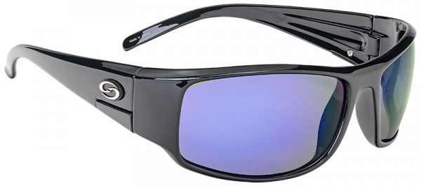 Strike King SK Plus Sunglasses - Bosque Shiny Black Frame / Revo Blue White Mirror Gray
