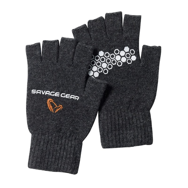 Savage Gear Knitted Half Finger Glove Dark Grey Melange