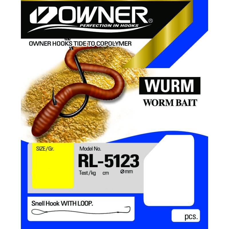 Owner Worm Hooks RL5123 Rigs 0.30mm (8.2kg) (65cm)