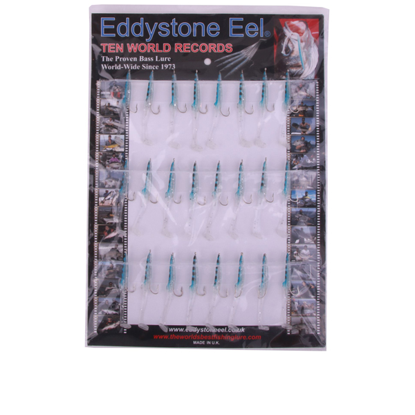 Eddystone Eel 70mm, 24 pieces! - Silver Glitter/Blue Mackerel