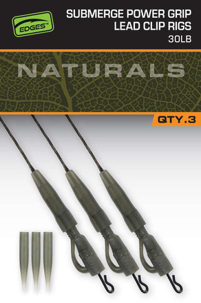 Fox Naturals Sub Power Grip Lead Clip Leaders 75cm (3 pieces)