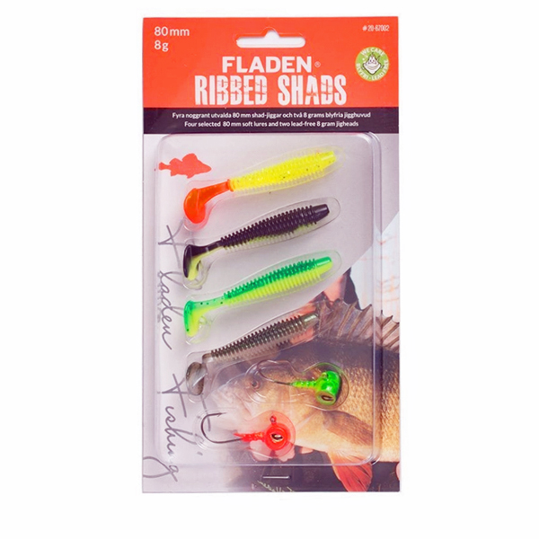 Fladen Soft Lure Assortment Ribbed Shad - Assortment Yellow - 80 mm, 8 g