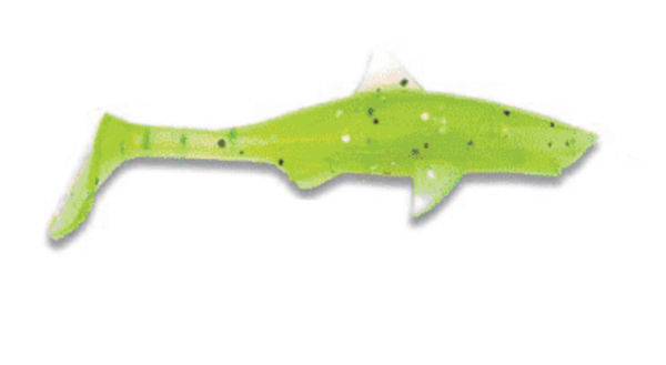 Shark Shad Lures Baby Shark 10 cm, 8 pcs! - Zalt & pepper Lime