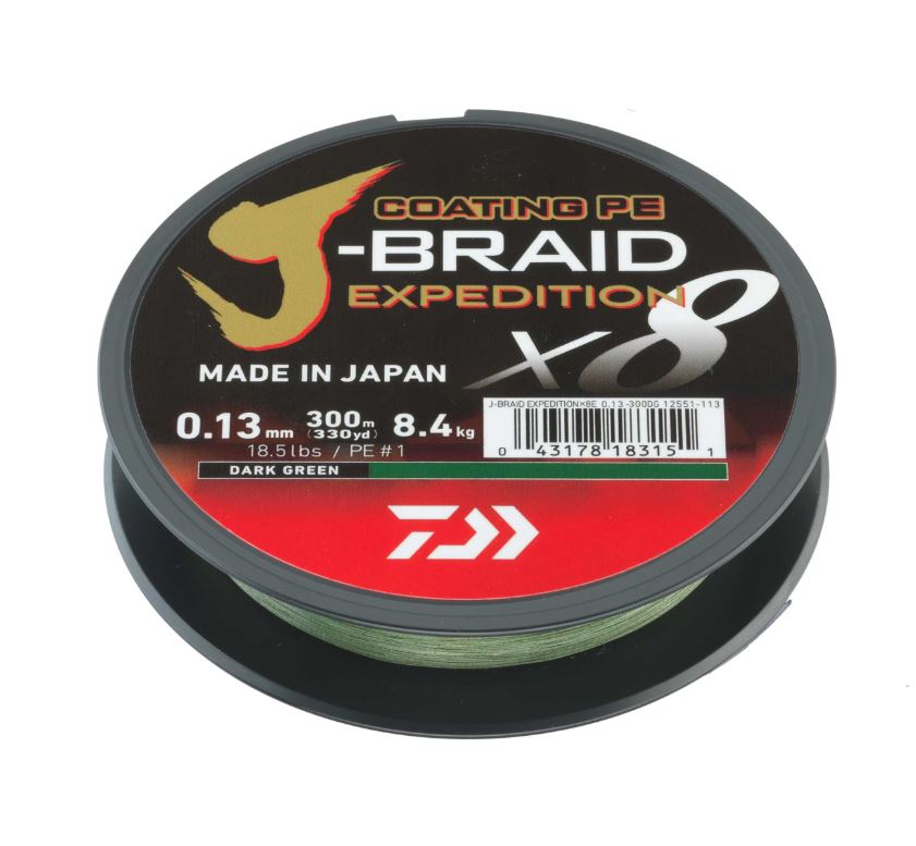 Daiwa J-Braid Expedition X8E Braided Line Dark Green (150m)