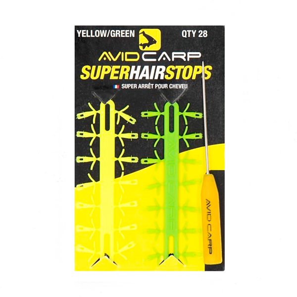 Carp Tacklebox, packed with end-tackle from well-known top brands! - Avid Carp Super Hair Stop - Yellow / Green