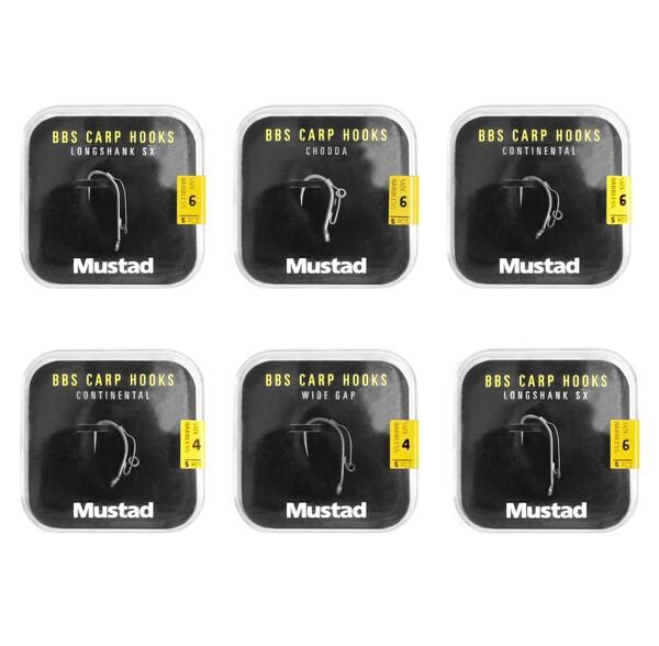 Mustad BBS 30 Carp Hooks Barbless Pack Carp Hook (6 packages + Multi Box)