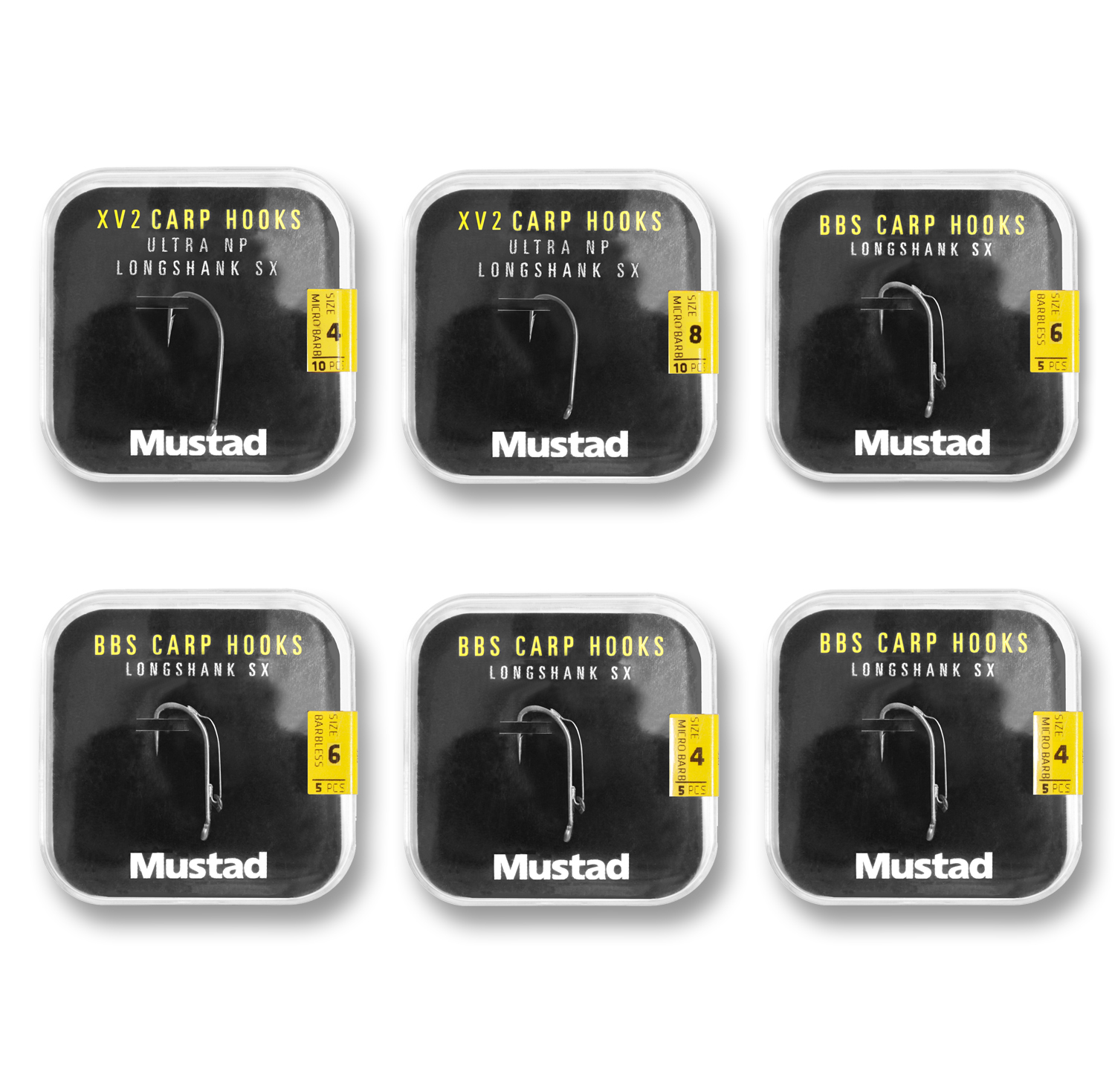 Mustad Long Shank 40 Carp Hooks Pack (6 Packages + Multi Box)
