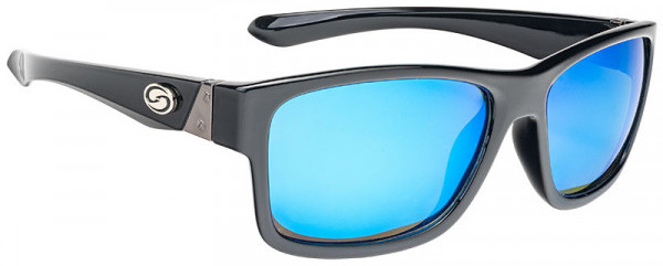 Strike King SK Pro Sunglasses - Shiny Black Frame / Multi Layer White Blue Mirror Gray Base Glasses