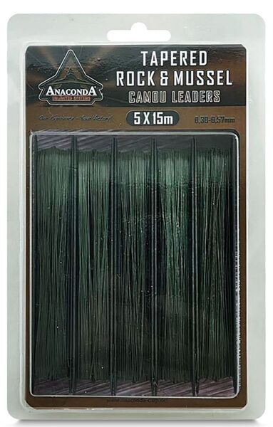 Anaconda Tapered Rock & Mussel Camou Leaders 15m (5 pieces)