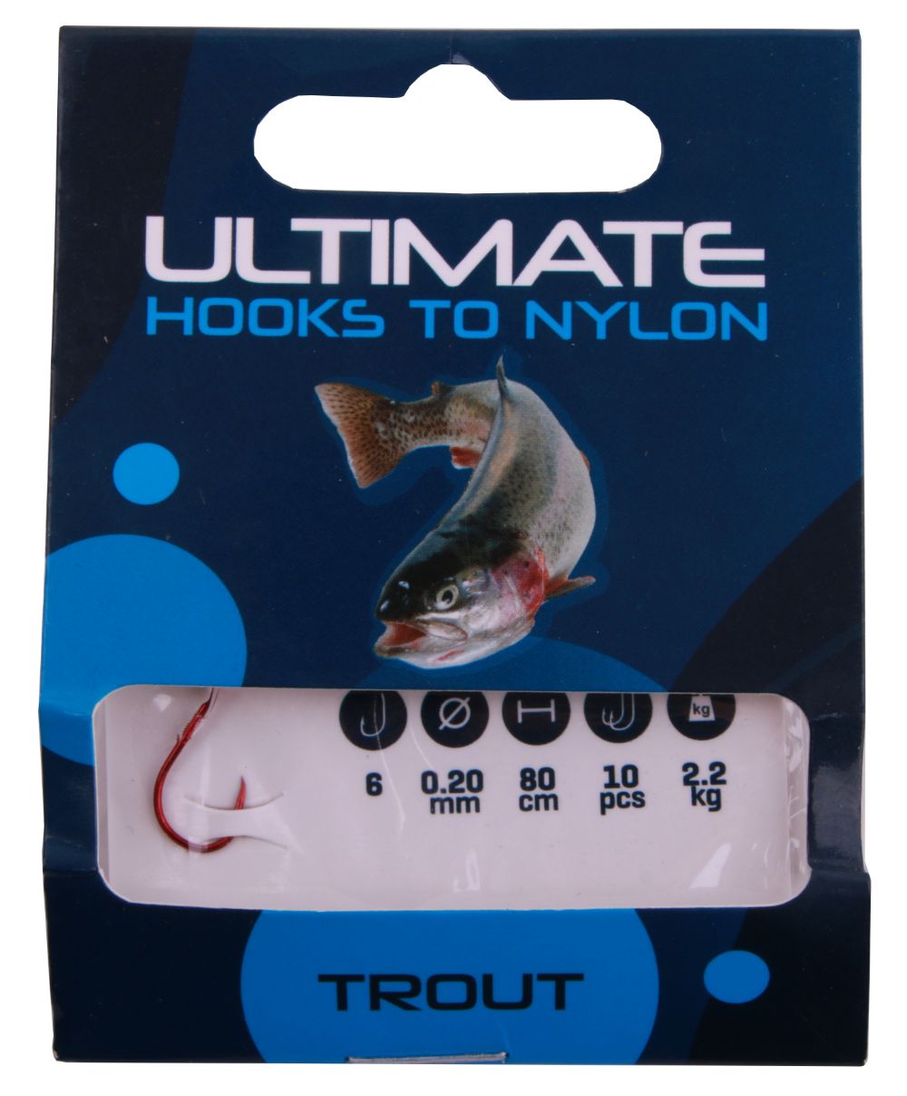 Ultimate hooks to nylon trout size 10 0,16mm 80cm 10pcs