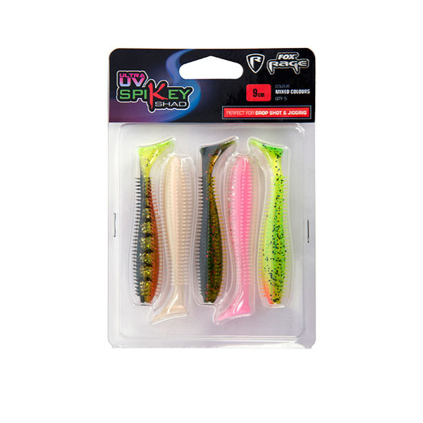 Fox Rage Spikey Shad UV Mixed Colour Pack, 5 pcs